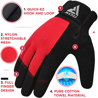 RDX Weight Lifting Gloves Gym Workout, Full Finger Touch Screen, Breathable Anti Slip Padded Palm Protection, Fitness Strength Training Powerlifting HIIT WOD Exercise, Men Women Home Gym Cycling