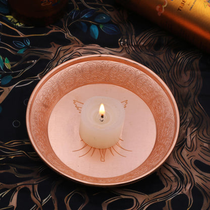 Amitofo Copper Offering Prayer Ritual Bowl Plate - Great for use Witches Meditation,Smudging, Incense,Candle Dish, Ash Catcher,Jewelry Dish (New Metatron)