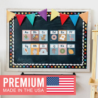 Hadley Designs Alphabet for Classroom Wall Decor - ABC Posters for Classroom Wall Chart Preschool & Kindergarten, ABC Letters & Number Line Elementary, Alphabet Cards, Boho Classroom Decor