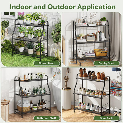 Simple Trending Plant Stand Indoor Outdoor, Plant Shelf for Multiple Pots Metal, 3 Tiers Large Plant Holder for Living Room Garden Balcony