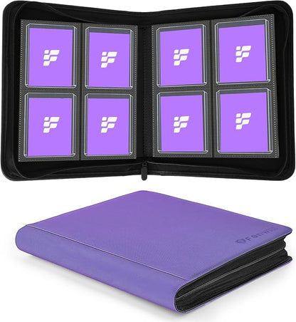 Top Loader Binder, Holds 112 Cards in 3"x4" Toploaders, Trading Card Binder 4 Pocket for TCG, MTG, YGO, Game Cards, Sports Cards(Purple)