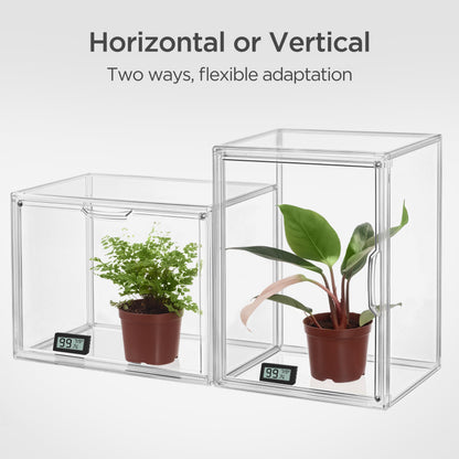 HBlife Mini Greenhouse for Indoor, Clear Stackable Green House with Magnetic Waterproof Door for Small Plants Nursery Germination and Display, Tabletop Portable Greenhouse, 14.1x8.6x10.6 Inch (3 Pack)
