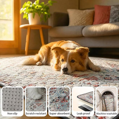 Washable Pee Pads for Dogs, Reusable Puppy Potty Training Pads, Ultra-Absorbent Thick Waterproof Leak-Proof Non-Slip Pads & Mat for Crate, Playpen, Floor, Whelping & Housebreaking , 2 Pack 54"x54"