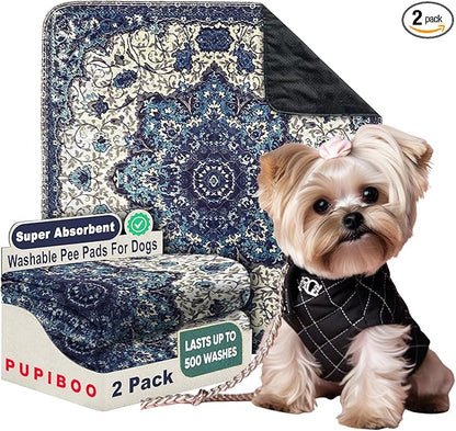 PUPIBOO Washable Pee Pads for Dogs and Cats - Super Absorbent Reusable Puppy Training Pads - 100% Waterproof, Leak-Proof & Non-Slip Whelping Pads for Pet Housebreaking
