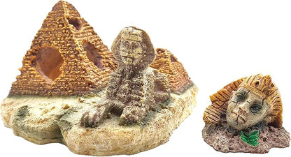 M2cbridge Aquarium Decor Castle Shipwreck Ornament Underwater Landscape(Egyptian Pyramid + Pharaoh)
