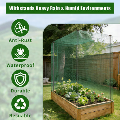 DOLEMODUO 72 Inch Garden Stake Netting Support, 4PCS Heavy Duty & Rust Proof Powder Coated Steel Plant Stakes for Garden Fencing, Plant & Crop Protection from Wildlife