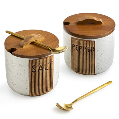 YHOJOY Ceramic Salt and Pepper Bowl, 10 Oz Salt Containers for Countertop