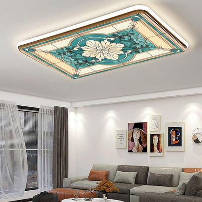 ouyilazl 2 Pack Stained Glass Fluorescent Light Covers, Magnetic Ceiling Light Diffuser, Glare Reduction Light Filter, Easy Install Magnetic Light Cover for Classroom Office Home School, 4x2 Ft