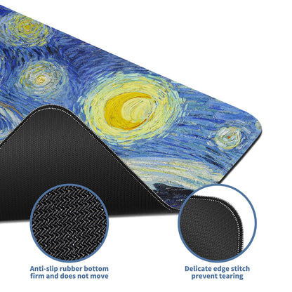 Starry Night Cat Gaming Mouse Pad Large Desk Mat Extended Keyboard Mouse Pad Anime Mousepad with Non-Slip Base and Stitched Edge Mouse Mat Desk Pad 31.5 x 11.8 Mouse Pads for Desk Home Office Gaming
