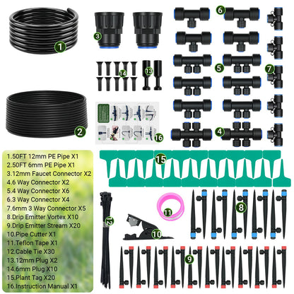 Drip Irrigation System for Garden, 2026 Upgraded Automatic Plant Watering Kit with Quick Connect PE Tubing, 30 Water-Saving Adjustable Drip Emitters for Yard, Lawn, Raised Bed & Greenhouse (100FT)