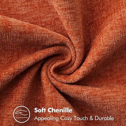 MIULEE Pack of 2 Fall Couch Throw Pillow Covers 18x18 Inch Rust Farmhouse Decorative Pillow Covers with Stitched Edge Soft Chenille Solid Dyed Pillow Covers for Sofa Bed Living Room