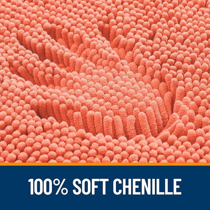OLANLY Large Bathroom Rugs 44x32, Extra Soft Absorbent Chenille Bath Rugs, Rubber Backing Quick Dry, Machine Washable Bath Mats for Bathroom Floor, Tub and Shower, Home Decor Accessories, Coral