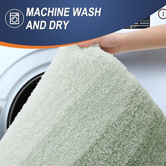 OLANLY Small Bathroom Rugs Mat 24x16, Extra Soft Absorbent Microfiber Bath Rugs, Rubber Backing, Quick Dry, Washable Bath Mats for Bathroom Floor, Tub and Shower, Home Decor Accessories, Sage Green
