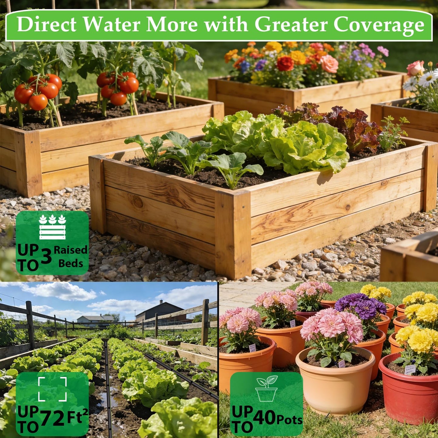 MIXC 1/4" Irrigation Dripline Tubing Kit (100 Ft Roll) with 10Ft 1/2" Main Line, Saving 80% Water, 6" Emitter Spacing, 0.5GPH Emitters Built-in Drip Irrigation Line with 1/4" Push-to-Connect Fittings