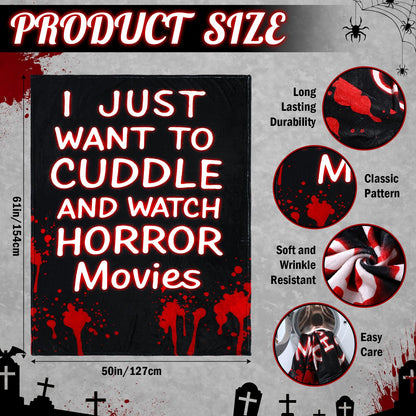 Buryeah Horror Movie Gifts Horror Movie Blanket 50"x60" Throw Blanket Scary Nightmare Plush Warm Black Red for Home Sofa Decor Couch Bed