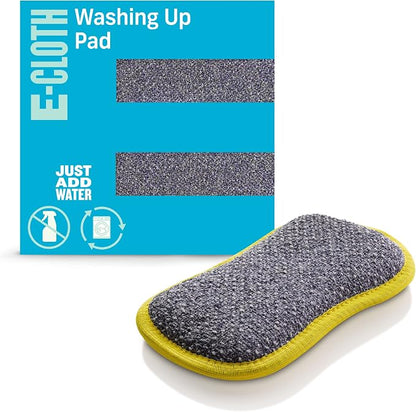 E-Cloth Washing Up Pad, Premium Microfiber Non-Scratch Kitchen Dish Scrubber Sponge, Ideal for Dish, Sink and Countertop Cleaning, 100 Wash Guarantee, Yellow, 1 Pack