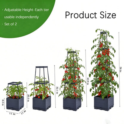 2 Packs Tomato Planter with Trellis, 56" Tomato Cages for Indoor & Outdoor Climbing Plants, Self Watering Vertical Garden Bed Plant pots for Garden Patio