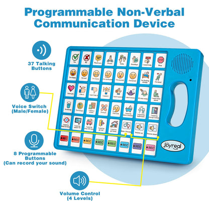 Joyreal AAC Device for Autism, Non Verbal Communication Tools for Speech Therapy & Stroke Rehab. Communication Tablet, Autism Talking Aids with 8 Programmable Buttons & Adjustable Volume