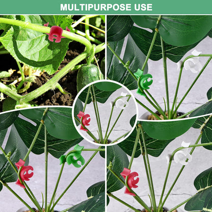 M METERXITY 80-Pack Plant Bender, 1.4x1 Inch 90 Degree Adjustable Plant Training Clips Plant Stem Low Stress Plant Branch Trainer Clips for Plant Gardening/Flowers/Climbing Plants[Red+White]