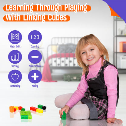 SpriteGru 300PCS Math Linking Cubes, Math Cubes Manipulative Connecting and Counting Snap Blocks for Early Math and Construction, Educational Toy for Preschool, Kindergarten, Homeschool