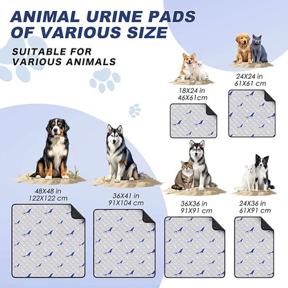 WanpeeGoo Washable Pee Pads for Dogs, 1 Pack Reusable Puppy Pads, Super Absorbent & Leakproof Dog Pads, Anti-Slip Dog Pee Pads for Puppy Training & Incontinence, Dolphin Pattern 65"x48"