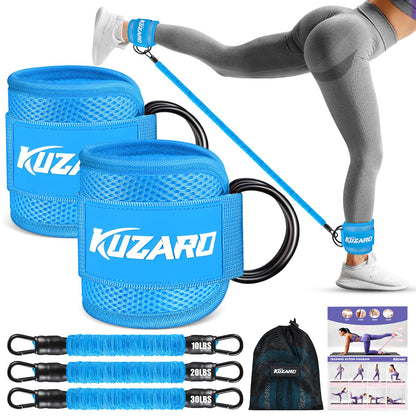 Ankle Resistance Bands with Cuffs, Ankle Weights Bands for Working Out, Women Leg and Glutes Workout Equipment, Exercise Bands for Kickbacks, Butt and Booty Trainer, Home Gym Fitness Equipment