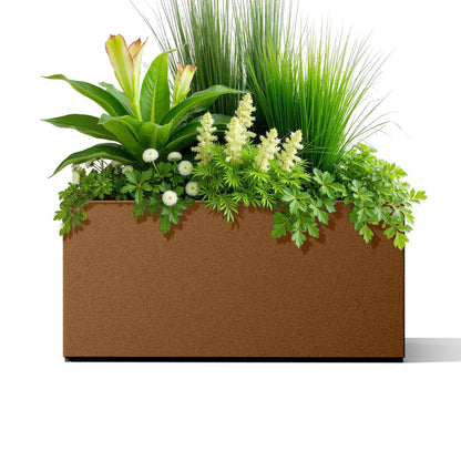 Tall Metal Planter, 10" W×16.3" H Large Rectangular Planter Box for Outdoor or Indoor, All-Weather Durable Plant Box with Drainage Holes & Removable Shelf for Patio, Porch, Garden, Trees, Flowers
