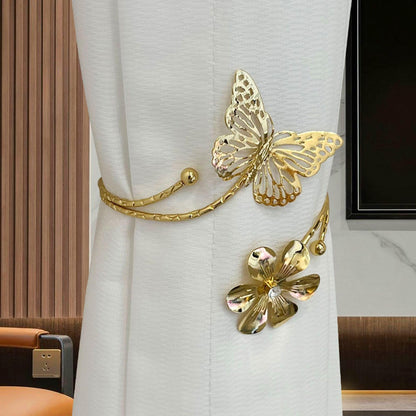 Lagnlnaoy 2pcs Metal Butterfly Curtain Tieback DTY Beautiful Curtains Tie Backs Exquisite Light Luxury Fashion Curtain Binding Strap New Home Housewarming Gifts