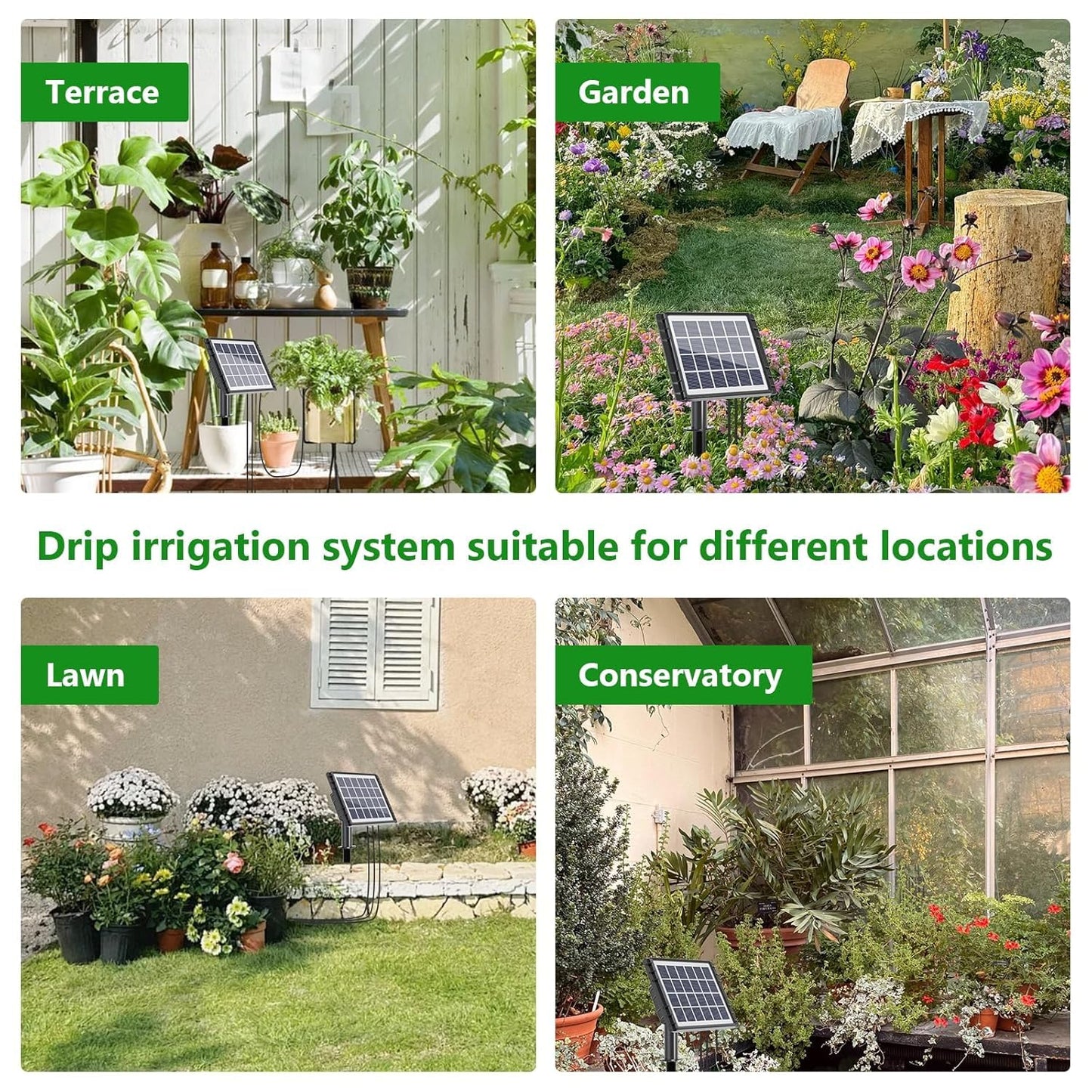 HEKIWAY 82FT Solar Drip Irrigation System, Auto Watering Kit for 30 Pots, Solar-Powered Plant Watering, 25 Timer Modes, 900ml/min Flow Indoor/Outdoor Garden, Balcony & Patio Irrigation System