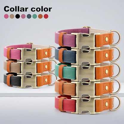 Plutus Pet Genuine Leather & Hemp Dog Collar – Adjustable Heavy Duty Pet Collar with Quick Release Metal Buckle, Soft & Stylish for Puppy and Small, Medium, Large Dogs (Green, S)