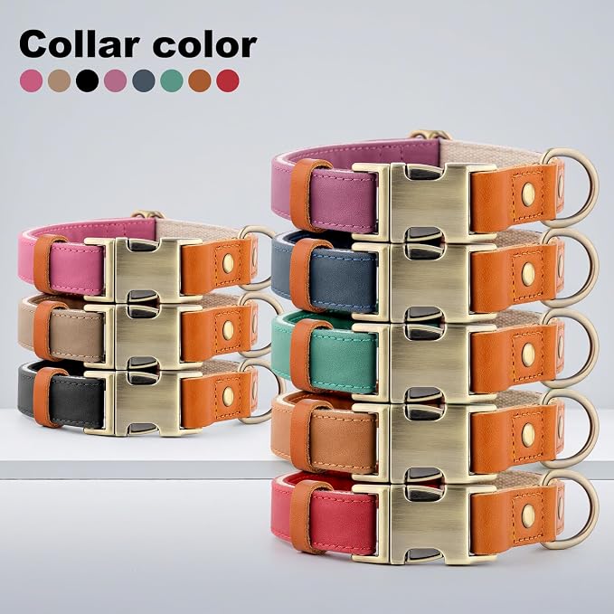 Plutus Pet Genuine Leather & Hemp Dog Collar – Adjustable Heavy Duty Pet Collar with Quick Release Metal Buckle, Soft & Stylish for Puppy and Small, Medium, Large Dogs (Ash Brown, XS)