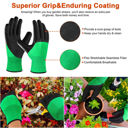 4 Pack Garden Shears Scissors,Pruning Shears, pruning shears for gardening Stainless Steel Blades, Gardening Clippers Hand Pruner With a Gardening Gloves((Red Yellow Blue Orange)