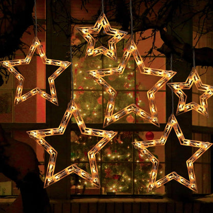Minetom 9ft Star Christmas String Lights - 100 LED Bulbs, 6 Drops, Indoor/Outdoor, White