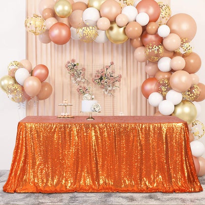 Poise3EHome Orange Sequin Tablecloth 60×102 Inch Rectangle Sparkly Fabric Table Cloth for Halloween Baby Shower Birthday Party Wedding Holiday Decoration