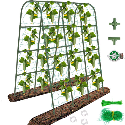 65"×50" Cucumber Trellis for Raised Bed,Tall Metal Arch Garden Trellis for Climbing Plants Outdoor,Vegetables,Plant Support Peas,Fruit,Flower,Grape,Tomato, Bean