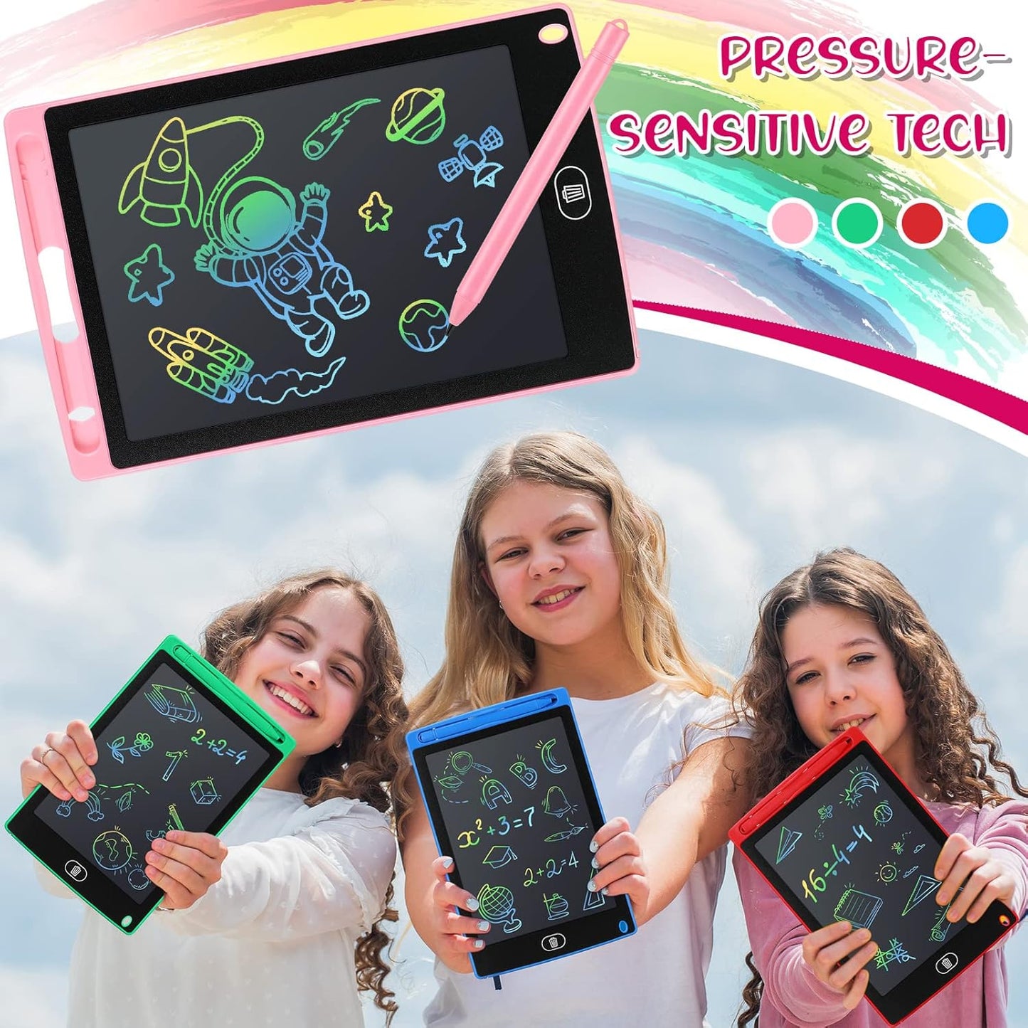 Zhehao 20 Pack LCD Writing Board for Kids, 8.5 Inches Doodle Reusable Screen Drawing Pad Erasable Painting Pads Educational Toy for 3-8 Years(Blue, Red, Green, Pink)