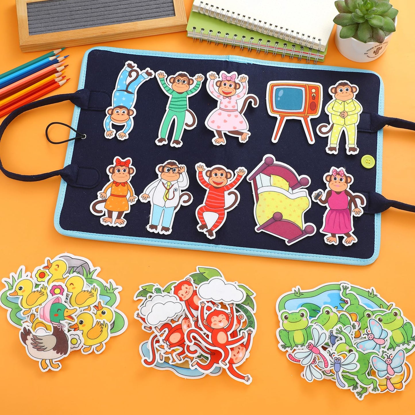 WovWeave 4 Set Felt Story Board Sets for Toddler Educational Storytelling Felt Book Board Stories for Preschool Learning Classroom Activity(Animals)