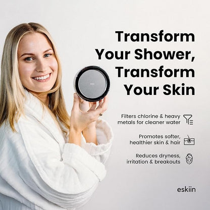 Eskiin Filtered Showerhead - Best Shower Head With Filters For Healthy Hair & Skin - High Pressure Hard Water Softener - Reduce Dandruff, Protect Colored Hair, And Soothe Dry Skin (Brushed Nickel)