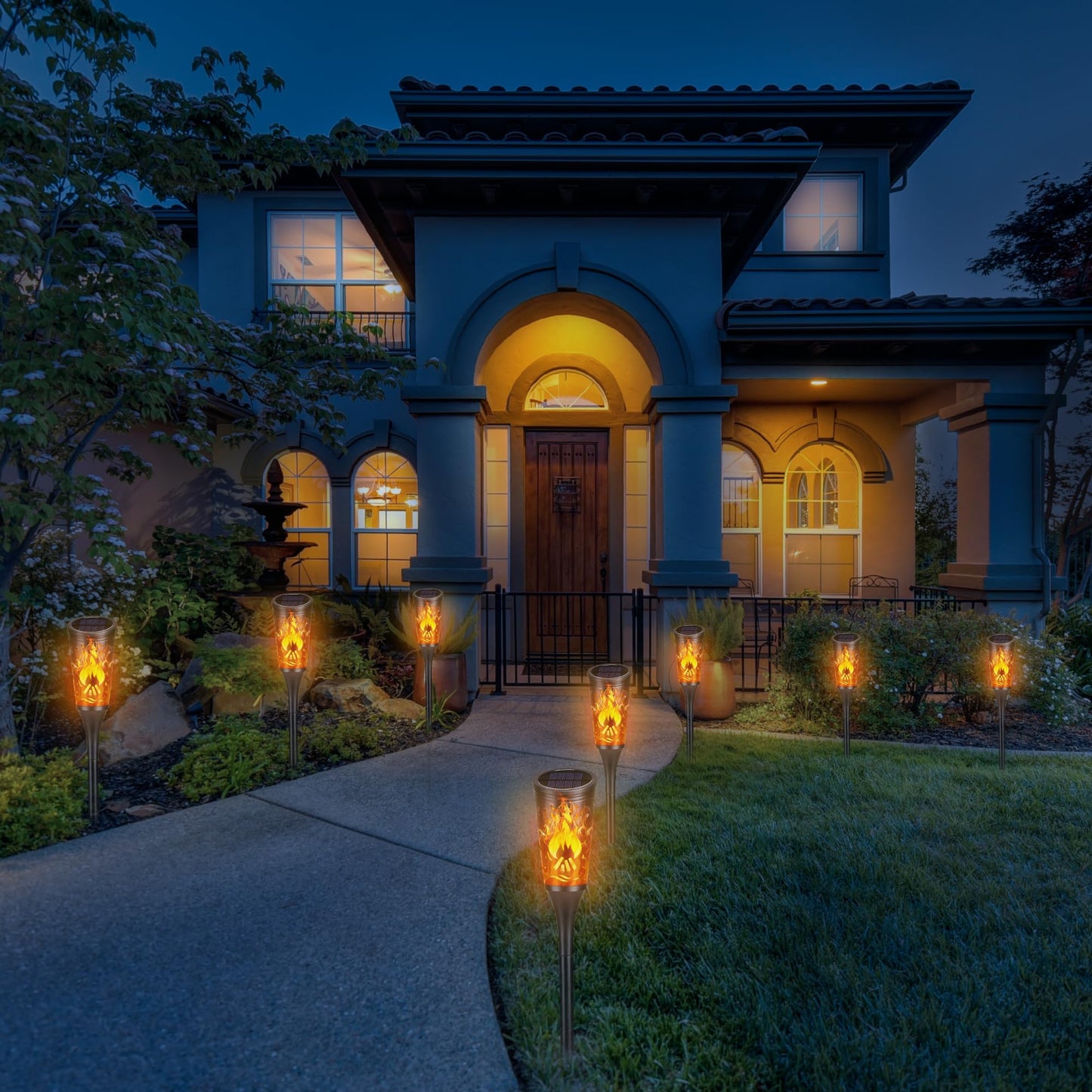 Toodour Solar Lights Outdoor, 10 Pack Solar Torch Lights with Flickering Flame, IP65 Waterproof Yard Lights Landscape Decoration Lighting for Outside Garden Lawn Pathway Patio Decorations