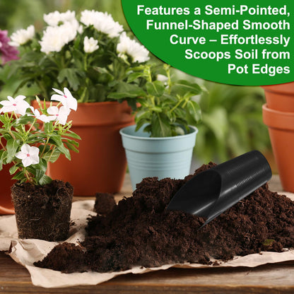 M METERXITY 18-Pack Bonsai Soil Scoops, Plastic Garden Soil Scoops Bucket Shovel Potting Scoopers for Transplanting/Flower Planting/Plant Succulent, Colorful Small Gardening Tools [Black]