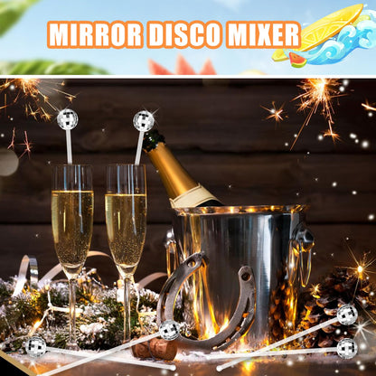 80 Pcs Disco Ball Cocktail Stirrers Plastic Round Top Swizzle Sticks Cake Pops Mirror Ball Coffee Beverage Stirrers for Home Bar Coffee Shop Use
