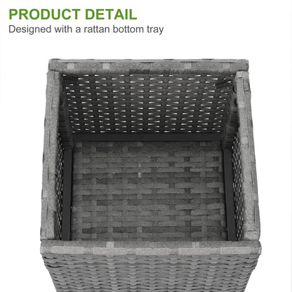 LEWIS&WAYNE Set of 2 Tall Planters for Outdoor Plants Handmade 24'' Wicker Tall Square Planter Box with Removable Liners Modern Planter for Indoor Outdoor Garden Patio Front Porch - Gray