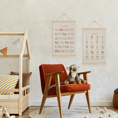 HRQKO Alphabet Numbers Poster Hanger Frame Set of 2, Nursery Wall Decor, Boho ABC Poster Wall Art with Wooden Frames, Alphabet Banner Wall Hanging Decor for Toddler Playroom Nursery, 16x24 Inch