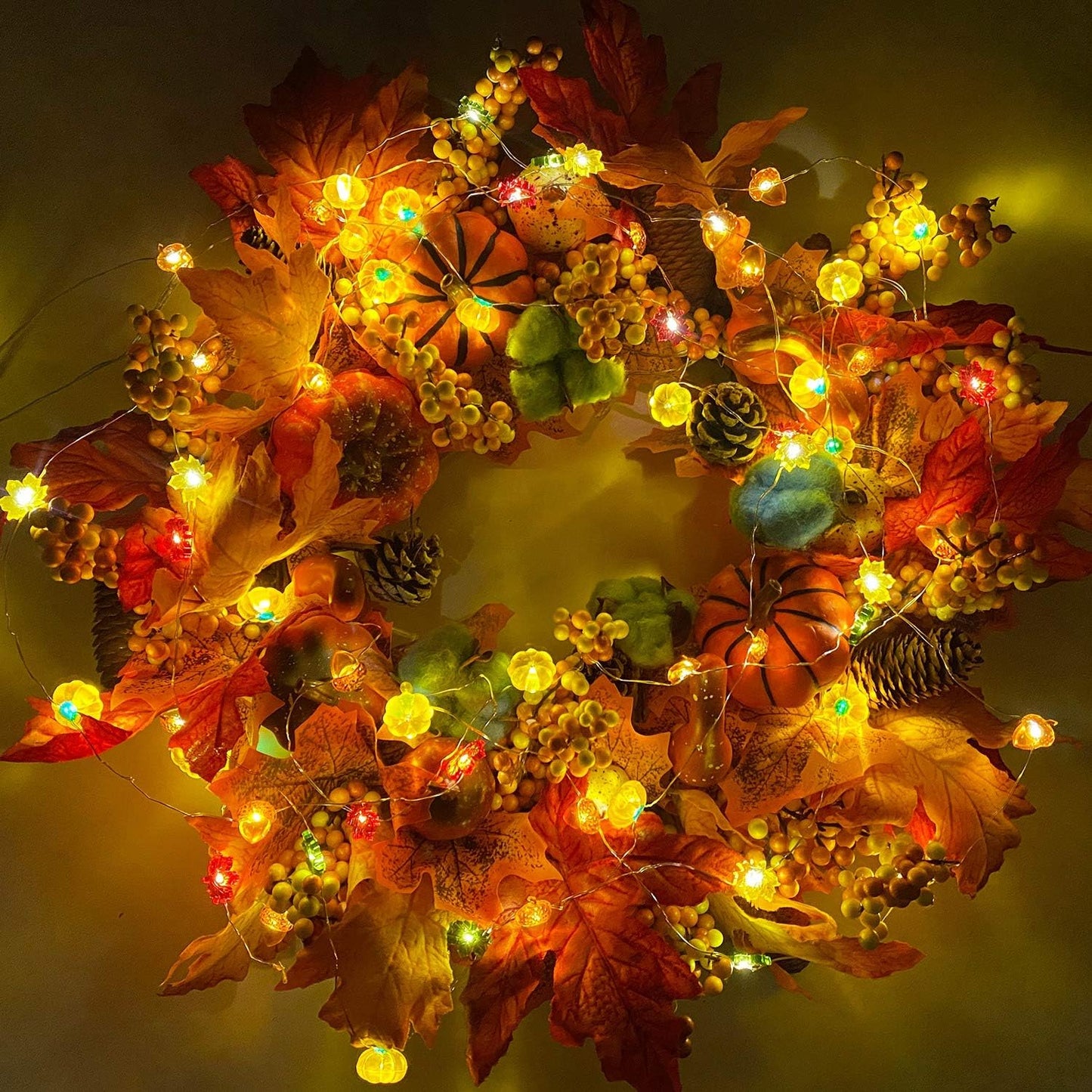 TURNMEON Fall Decor 2 Pack 3D Fall Thanksgiving Pumpkin Lights Total 40LED/13Ft Fall Decorations for Home, 3 in 1 Battery Powered Fall String Lights Halloween Thanksgiving Decor Home Indoor Outdoor