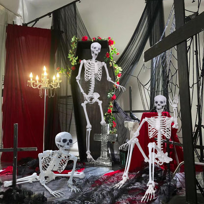 5.9Ft Halloween Skeleton Posable Skeleton Life Size Skeleton Plastic Full Body Human Skeleton for Halloween Decorations