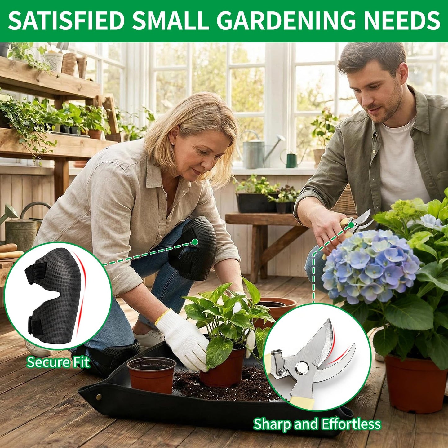 SHAOKAOLU 10 Pcs Gardening Tool Set - Heavy Duty Garden Kit with Stainless Steel Pruning Shears, Trowel Garden Tool, Kneeling Pads, Repotting Mat - Garden Tote, Ideal Gardening Gifts for Women and Men
