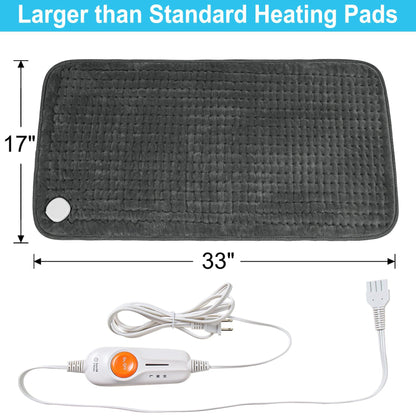 Boileau Electric Heating Pad for Back Pain and Period Cramps Relief, 17"x33" Extra Large XXXL, 3 Heating Levels Heat Pad with 2-Hour Auto Shut Off, Gifts for Women and Mom, Blue