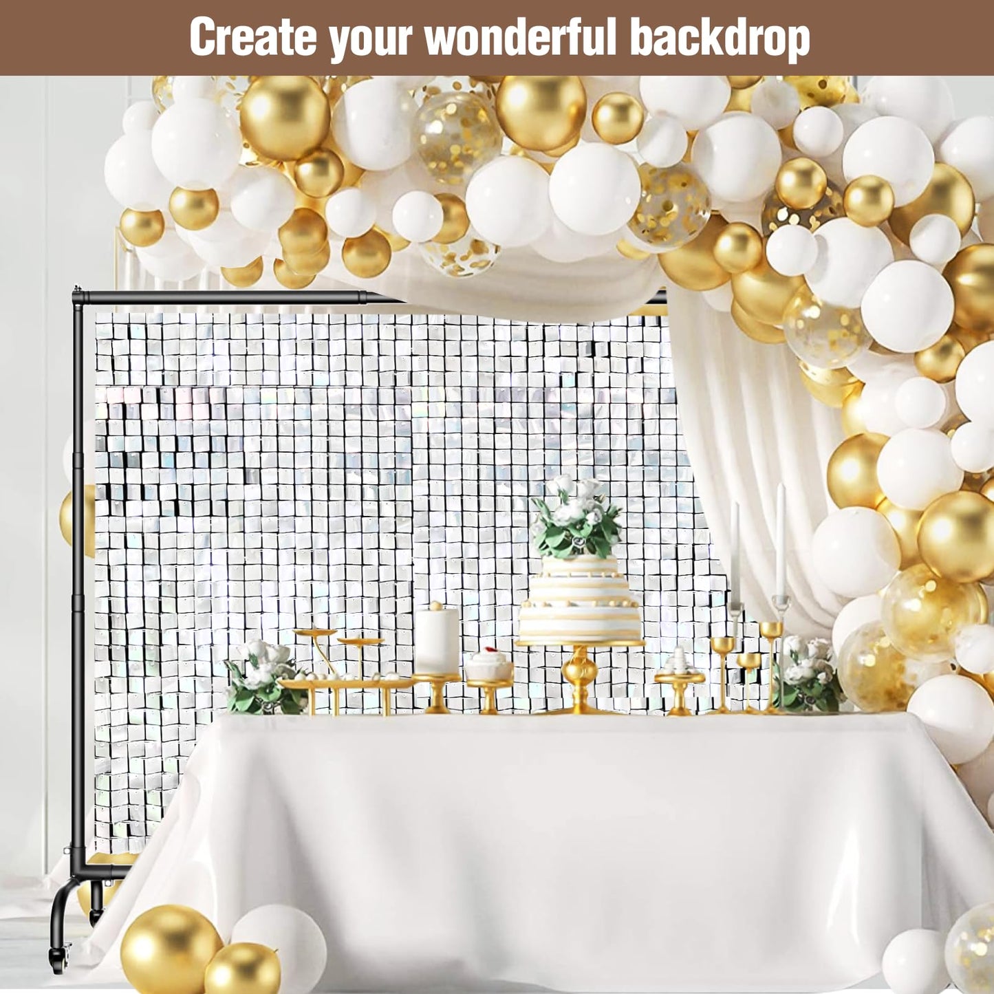 EMART Rolling Backdrop Stand with Wheels - 10 x7.5 ft (WxH) Adjustable - Moveable Photo Banner Background Holder Photography Frame Kit Adjustable for Parties Decoration Photoshoot