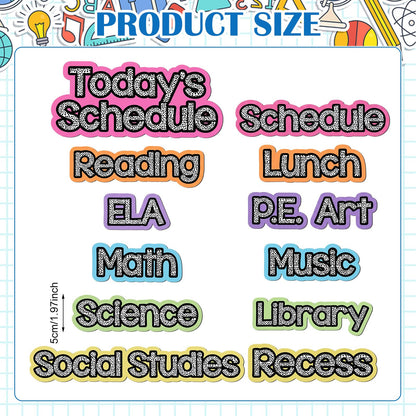AmazingSpark 12 Pcs Class Subjects Magnets Classroom Daily Schedule Magnets Reusable Today's Schedules Labels Set Dry Erase Labels for Whiteboard Bulletin Board Decor School Elementary Organization