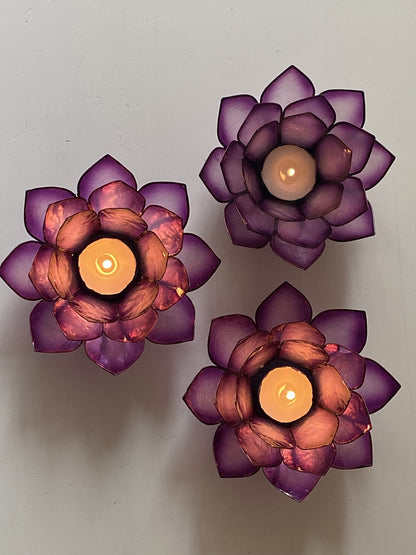 Om Gallery Capiz Shell Lotus Flower Decor Tealight Candle Holder for Serene Ambiance -Decorative Candle Holders for Meditation and Relaxation, Passion